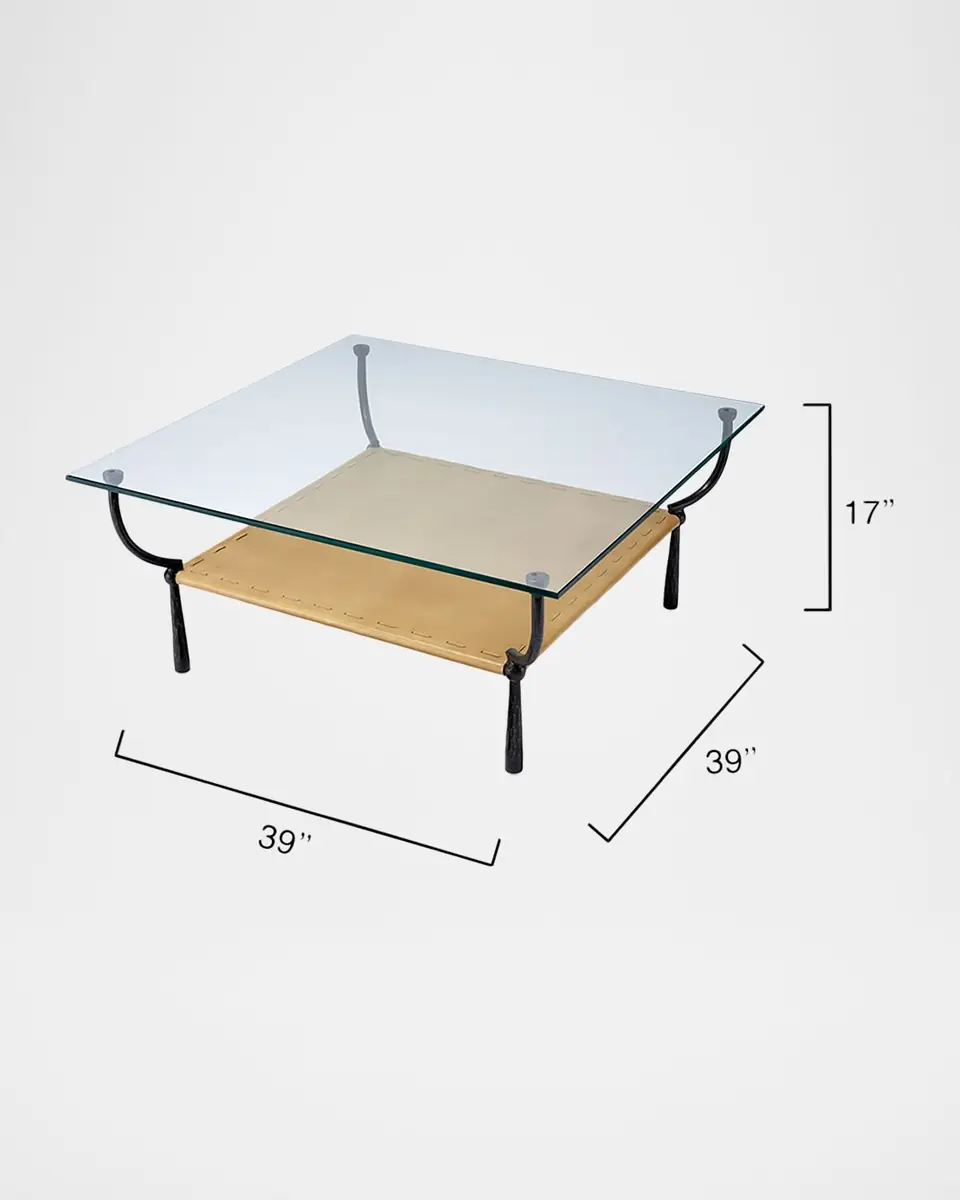 Jamie Young Renzo Glass & Leather Coffee Table | Thumbnail 2 Jamie Young Renzo Glass & Leather Coffee Table | Thumbnail 2