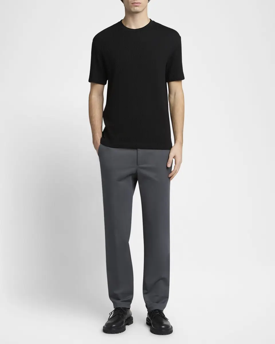 Giorgio Armani Men's Cotton and Cashmere Slim Flat-Front Trousers | Thumbnail 2 Giorgio Armani Men's Cotton and Cashmere Slim Flat-Front Trousers | Thumbnail 2