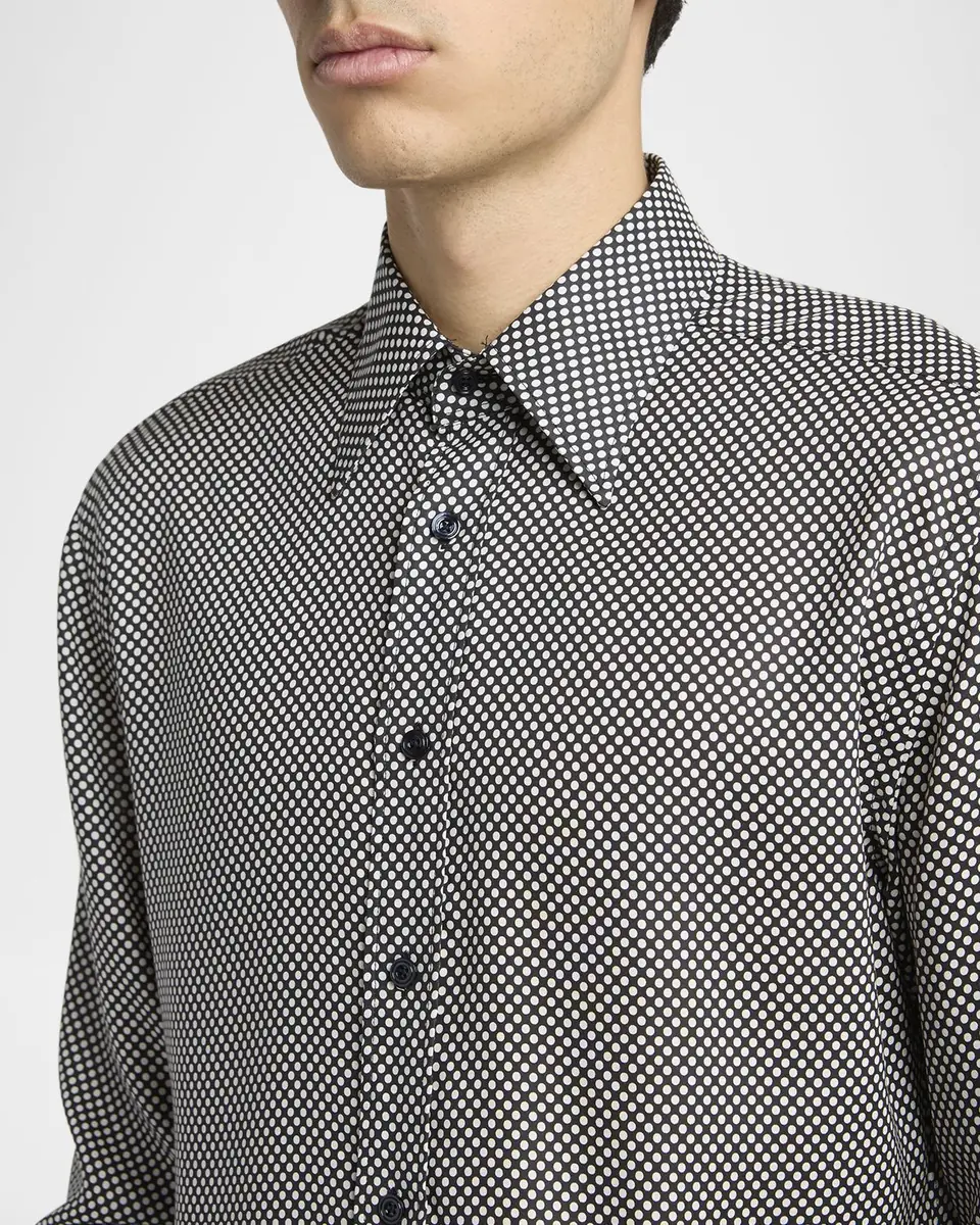 Tom Ford Men's Lyocell Graphic Polka Dot Dress Shirt | Thumbnail 5