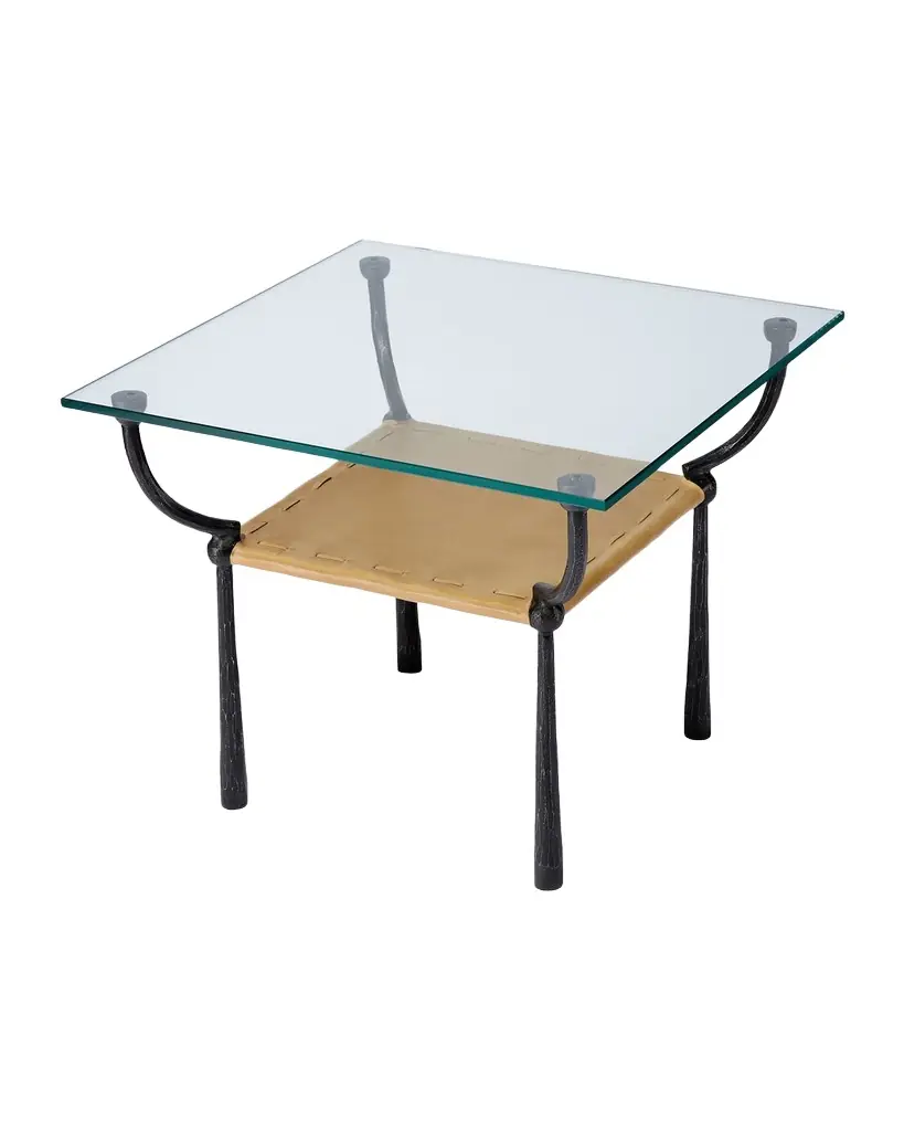 Jamie Young Renzo Glass & Leather Side Table