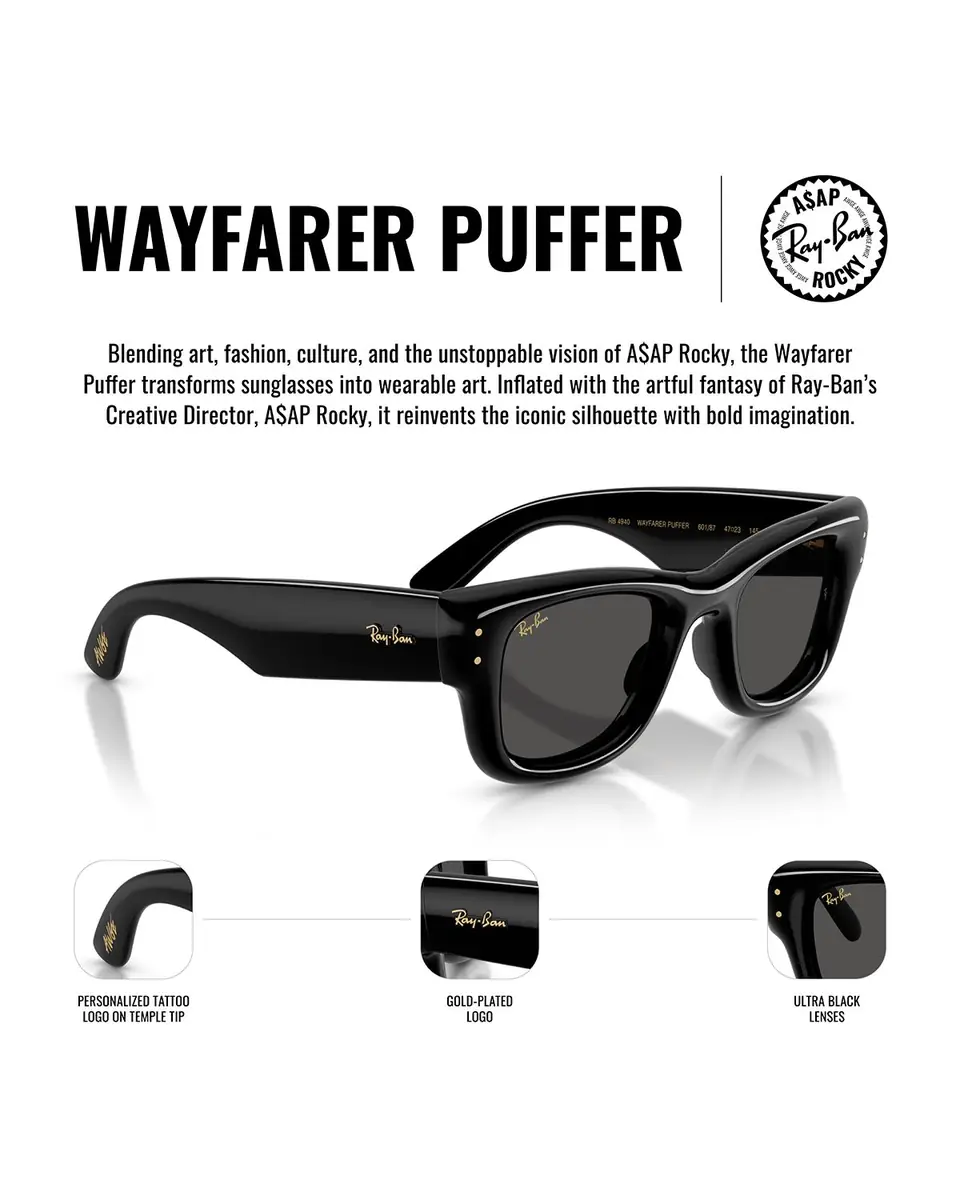 Ray-Ban Men's RB4940 Wayfarer Puffer A$AP ROCKY Square Sunglasses | Thumbnail 4 Ray-Ban Men's RB4940 Wayfarer Puffer A$AP ROCKY Square Sunglasses | Thumbnail 4