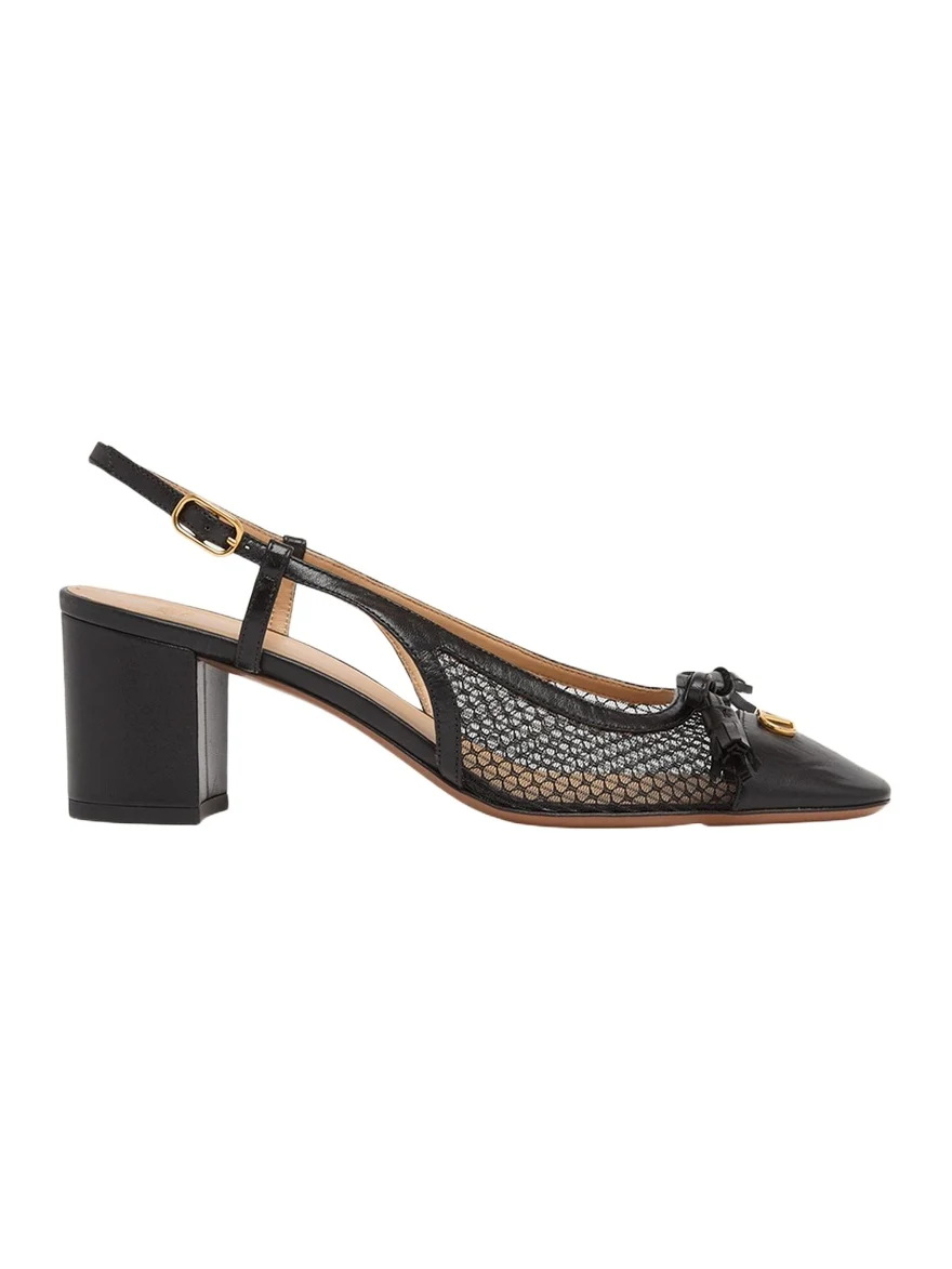 Valet Du Roi VLogo Leather and Mesh Slingback Pumps Valet Du Roi VLogo Leather and Mesh Slingback Pumps