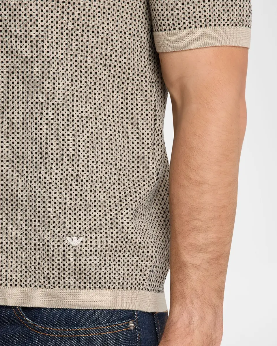 Emporio Armani Men's Micro-Dot Knit Short-Sleeve Crewneck Sweater | Thumbnail 5 Emporio Armani Men's Micro-Dot Knit Short-Sleeve Crewneck Sweater | Thumbnail 5