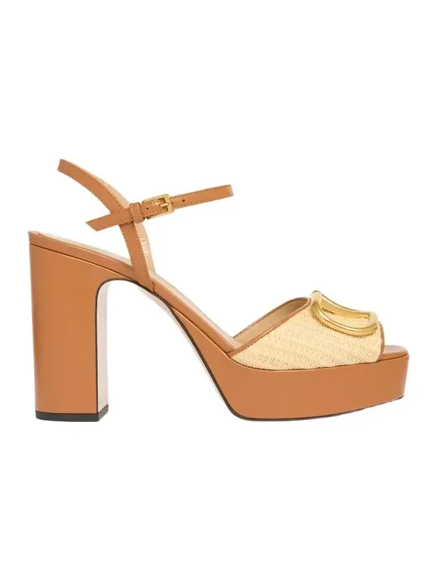 115mm VLogo Signature Raffia and Leather Platform Sandals 115mm VLogo Signature Raffia and Leather Platform Sandals