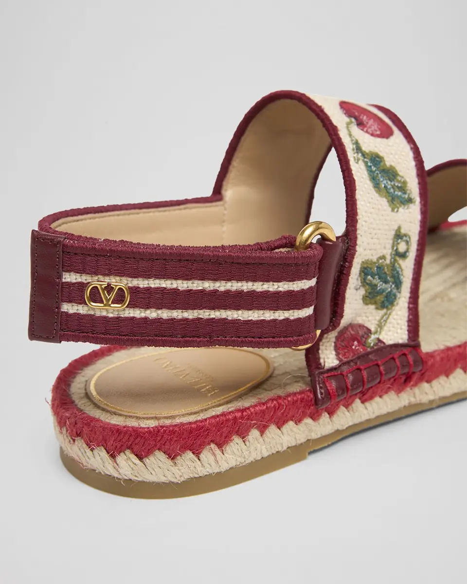 Valentino Garavani Tomato Embroidered Slingback Espadrille Sandals | Thumbnail 5 Valentino Garavani Tomato Embroidered Slingback Espadrille Sandals | Thumbnail 5