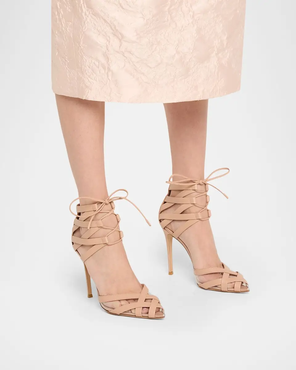Gianvito Rossi 105mm Strappy Leather Sandals | Thumbnail 2 Gianvito Rossi 105mm Strappy Leather Sandals | Thumbnail 2
