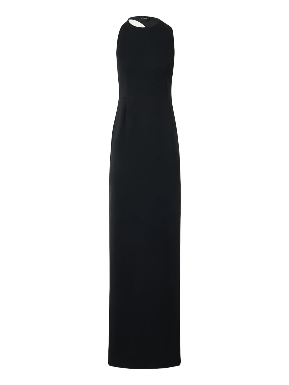 Sleeveless Back-Cutout Wool Slit Gown