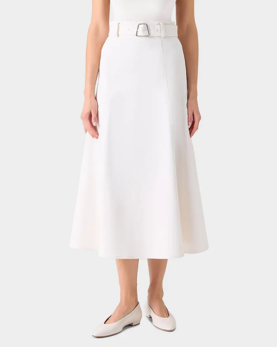 Akris Cotton Twill Belted Midi Skirt | Thumbnail 2