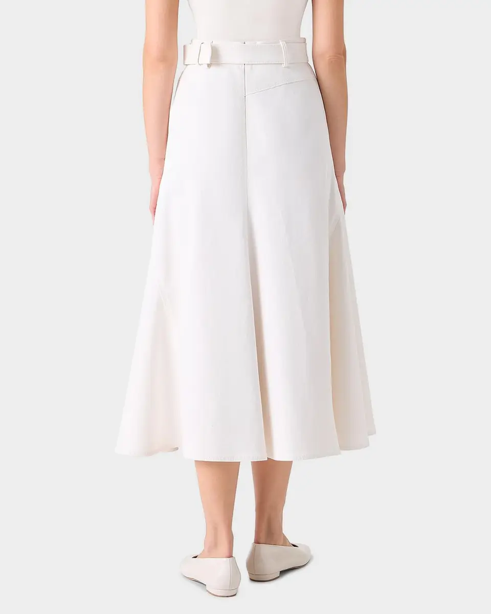 Akris Cotton Twill Belted Midi Skirt | Thumbnail 3