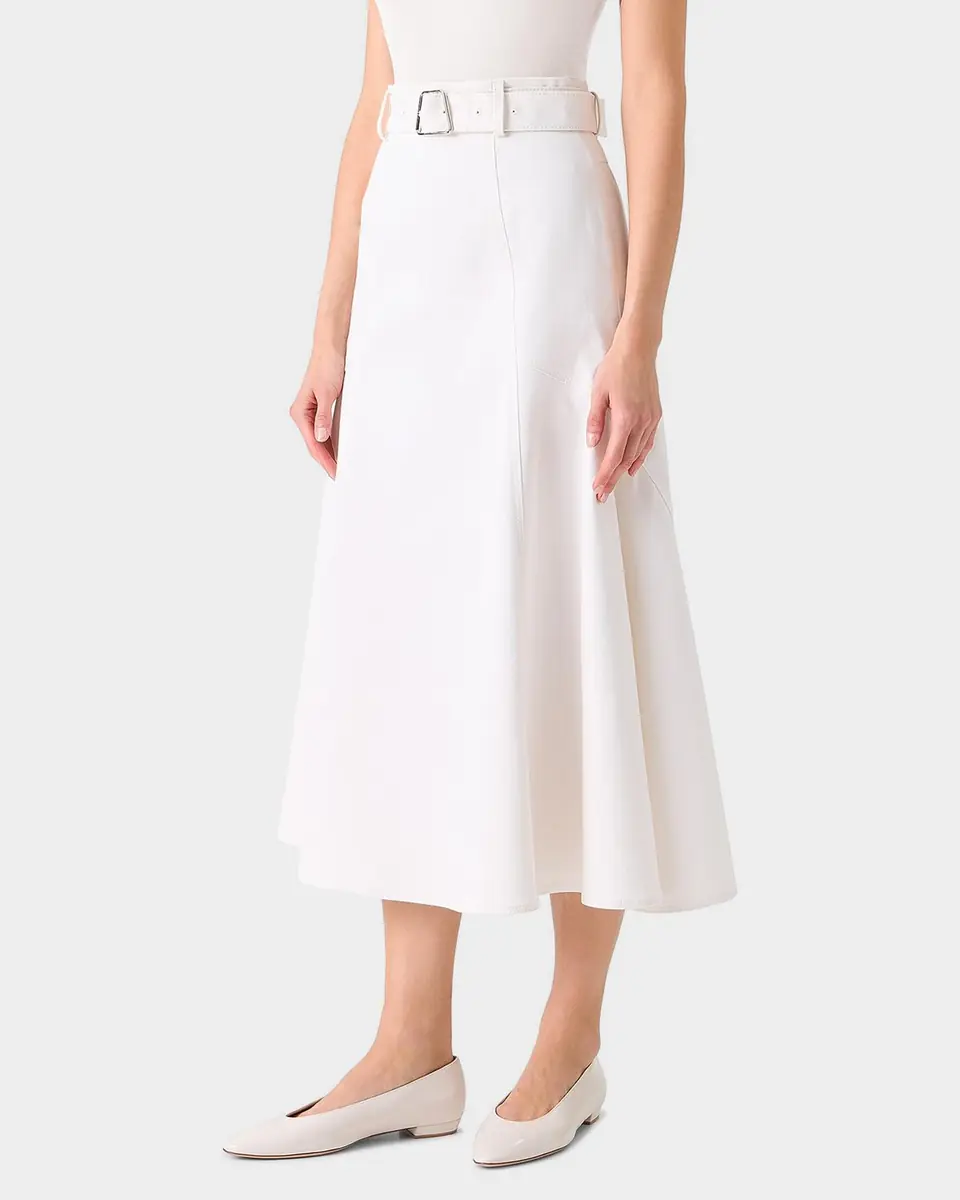 Akris Cotton Twill Belted Midi Skirt | Thumbnail 4