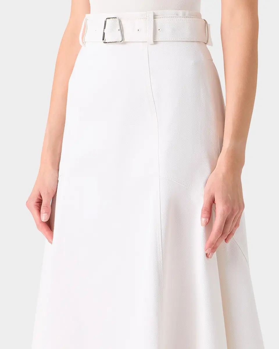 Akris Cotton Twill Belted Midi Skirt | Thumbnail 5