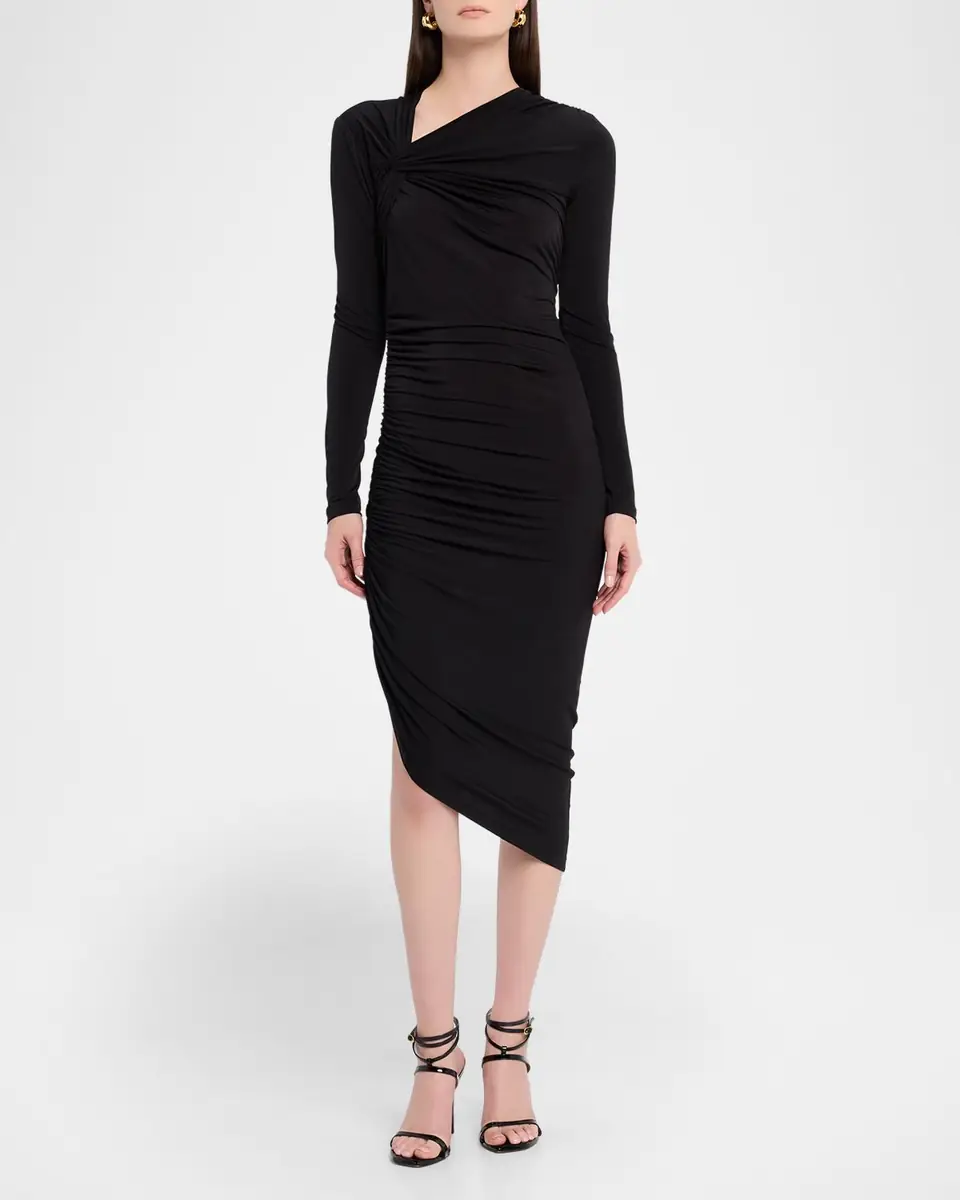 Prabal Gurung Asymmetric Twisted Shoulder Midi Dress | Thumbnail 2