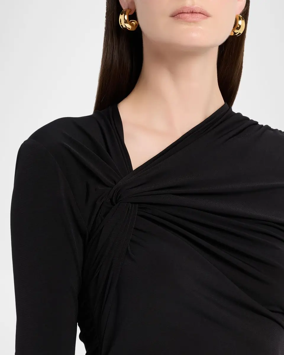 Prabal Gurung Asymmetric Twisted Shoulder Midi Dress | Thumbnail 5