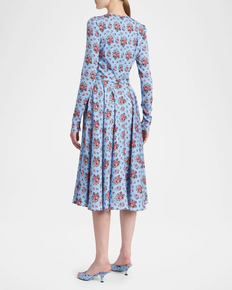 Dolce & Gabbana Floral Silk Long-Sleeve Midi Dress | Thumbnail 3 Dolce & Gabbana Floral Silk Long-Sleeve Midi Dress | Thumbnail 3