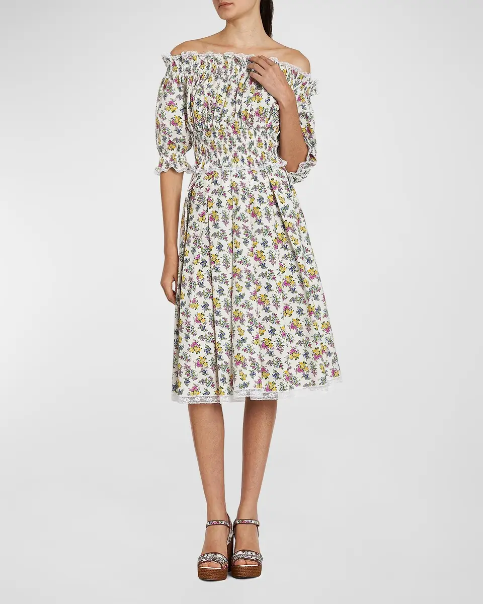 Dolce & Gabbana Floral Cotton-Blend Midi Skirt | Thumbnail 2