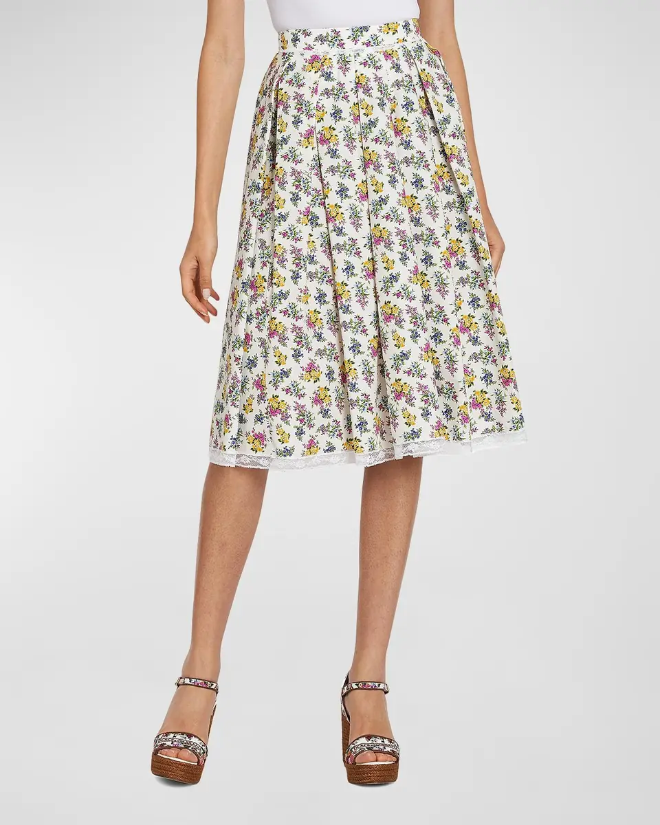 Dolce & Gabbana Floral Cotton-Blend Midi Skirt | Thumbnail 3