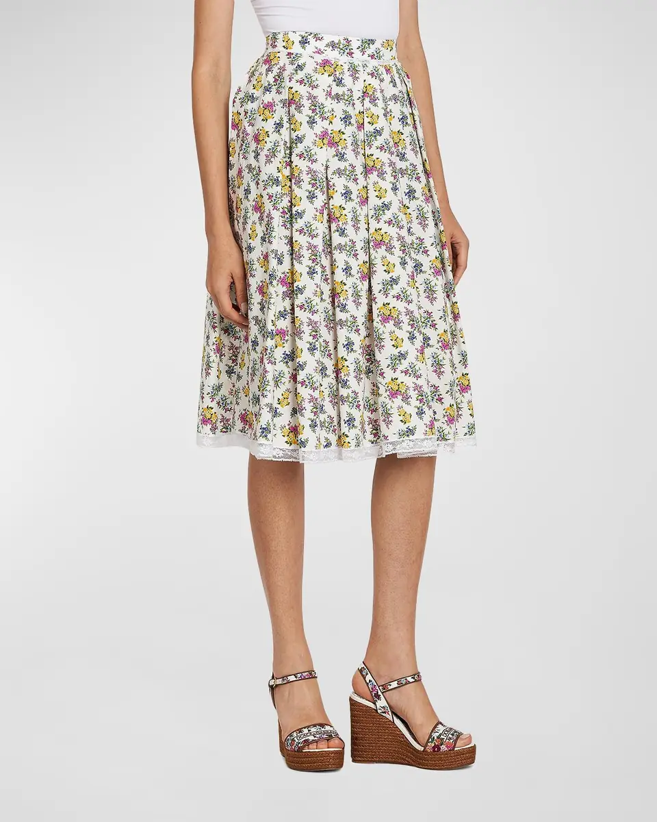 Dolce & Gabbana Floral Cotton-Blend Midi Skirt | Thumbnail 4