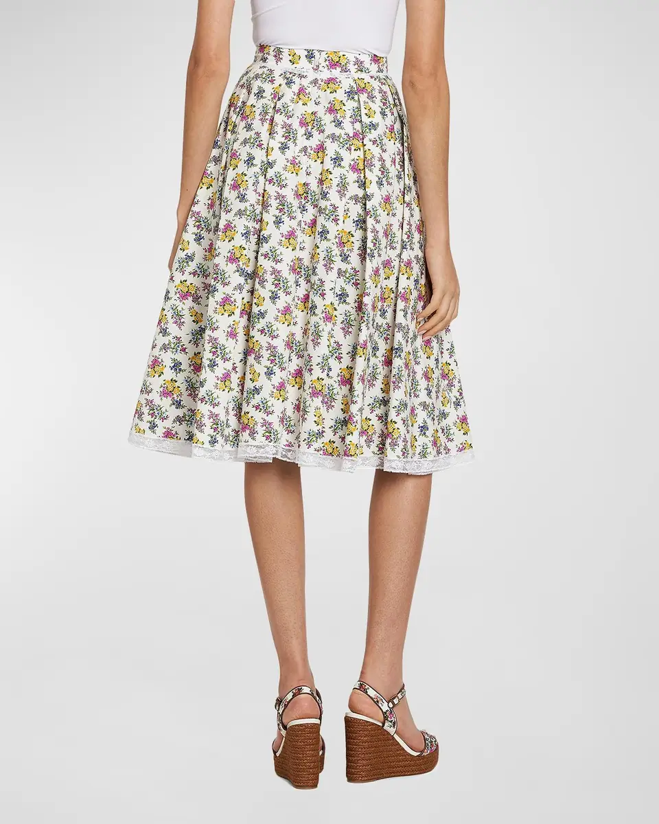 Dolce & Gabbana Floral Cotton-Blend Midi Skirt | Thumbnail 6