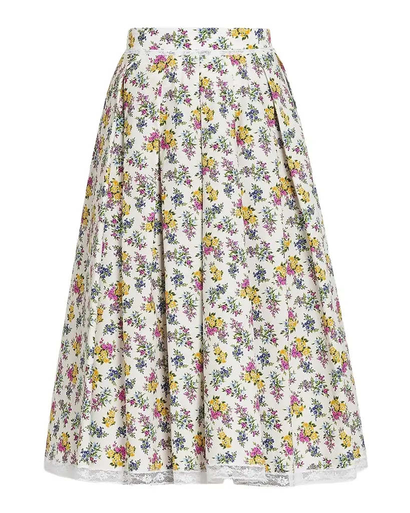 Dolce & Gabbana Floral Cotton-Blend Midi Skirt | Image 1 Dolce & Gabbana Floral Cotton-Blend Midi Skirt | Image 1