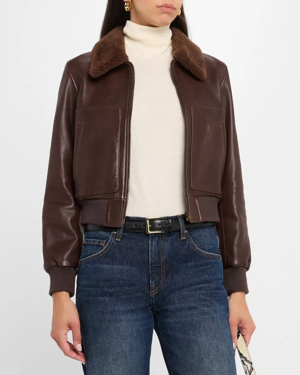 Nili Lotan Tom Lamb Shearling And Leather Aviator Jacket | Thumbnail 4