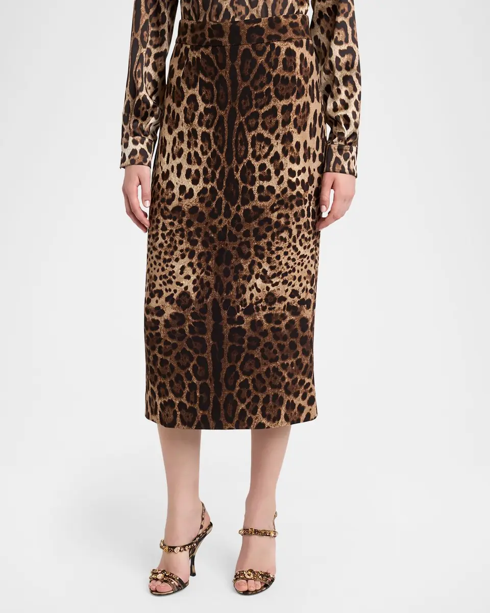Dolce & Gabbana Leo-Print Wool Midi Pencil Skirt | Thumbnail 4 Dolce & Gabbana Leo-Print Wool Midi Pencil Skirt | Thumbnail 4