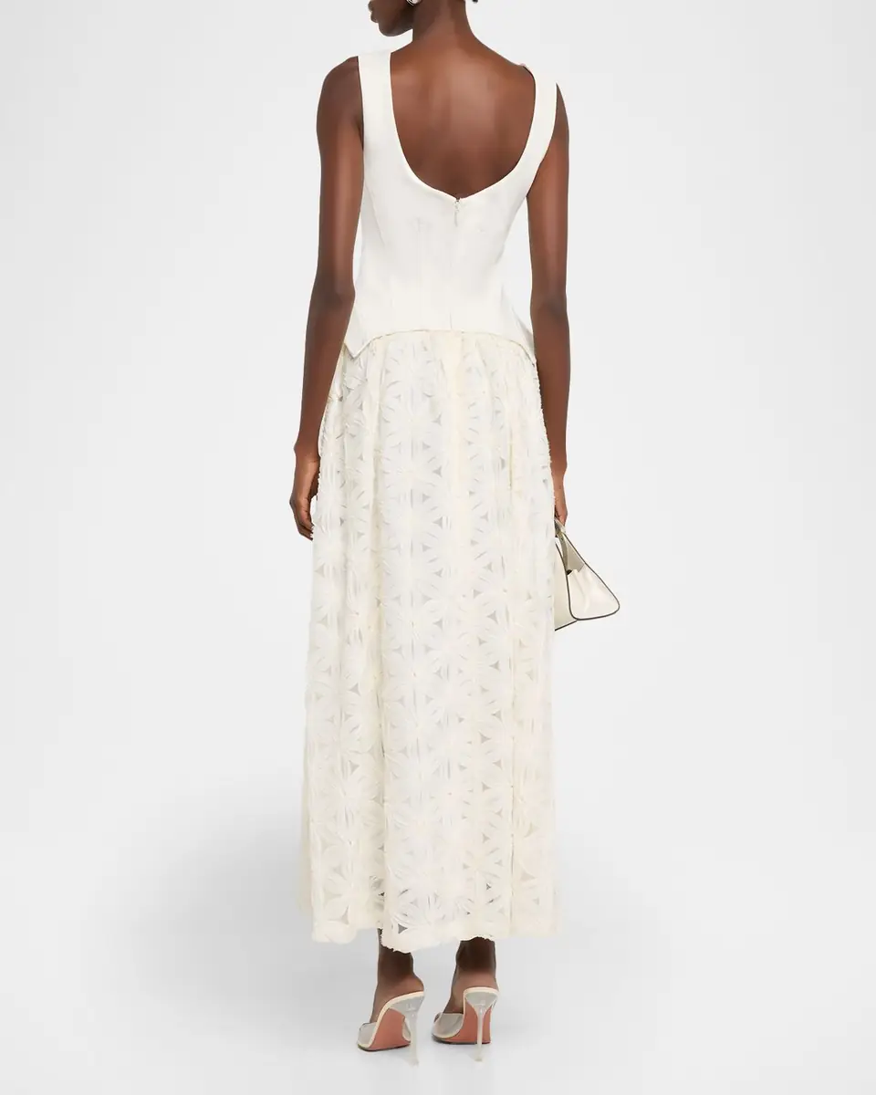 SIMKHAI Bryony Sleeveless Corset Lace Midi Dress | Thumbnail 3 SIMKHAI Bryony Sleeveless Corset Lace Midi Dress | Thumbnail 3