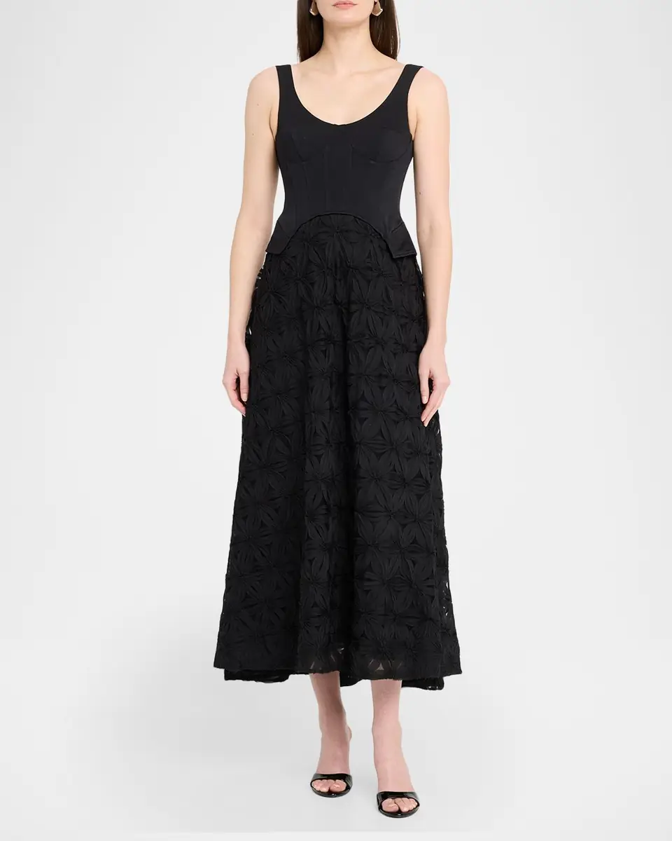 SIMKHAI Bryony Sleeveless Corset Lace Midi Dress | Thumbnail 6 SIMKHAI Bryony Sleeveless Corset Lace Midi Dress | Thumbnail 6