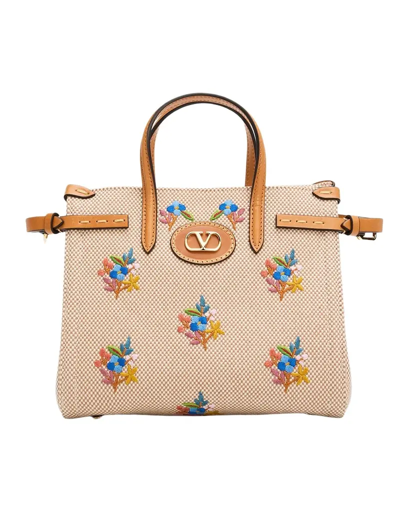 Valentino Garavani Antibes Small Embroidered Canvas Top-Handle Bag | Image 1 Valentino Garavani Antibes Small Embroidered Canvas Top-Handle Bag | Image 1
