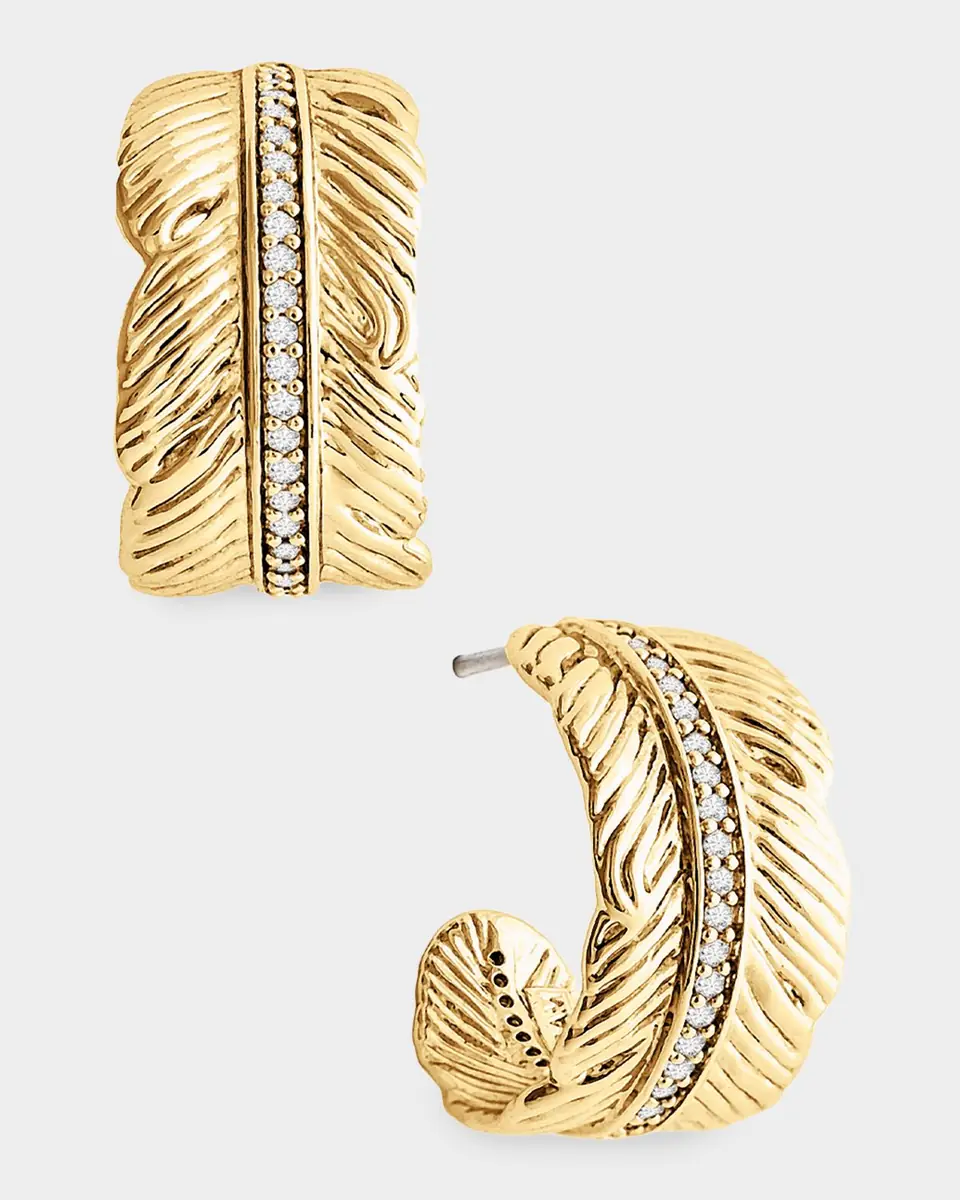 Anabel Aram Jewelry Feather Small Pave Hoop Earrings | Thumbnail 2 Anabel Aram Jewelry Feather Small Pave Hoop Earrings | Thumbnail 2