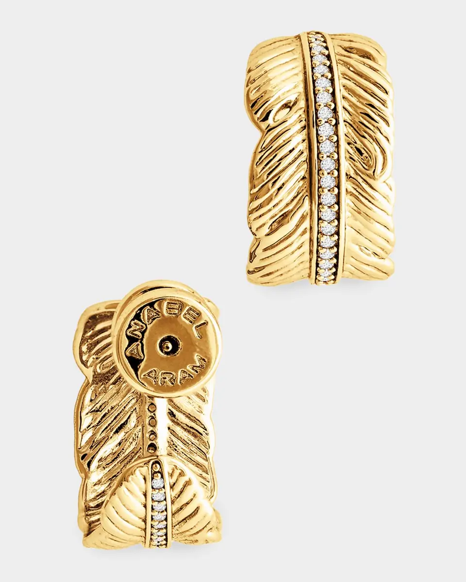 Anabel Aram Jewelry Feather Small Pave Hoop Earrings | Thumbnail 3 Anabel Aram Jewelry Feather Small Pave Hoop Earrings | Thumbnail 3
