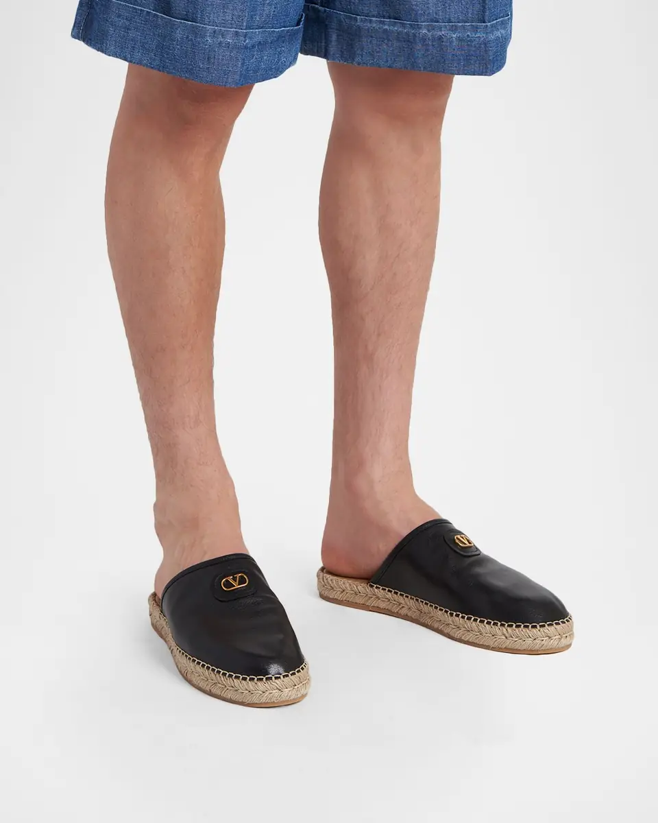 Valentino Garavani Men's Leather Espadrille Mule Slides | Thumbnail 5 Valentino Garavani Men's Leather Espadrille Mule Slides | Thumbnail 5