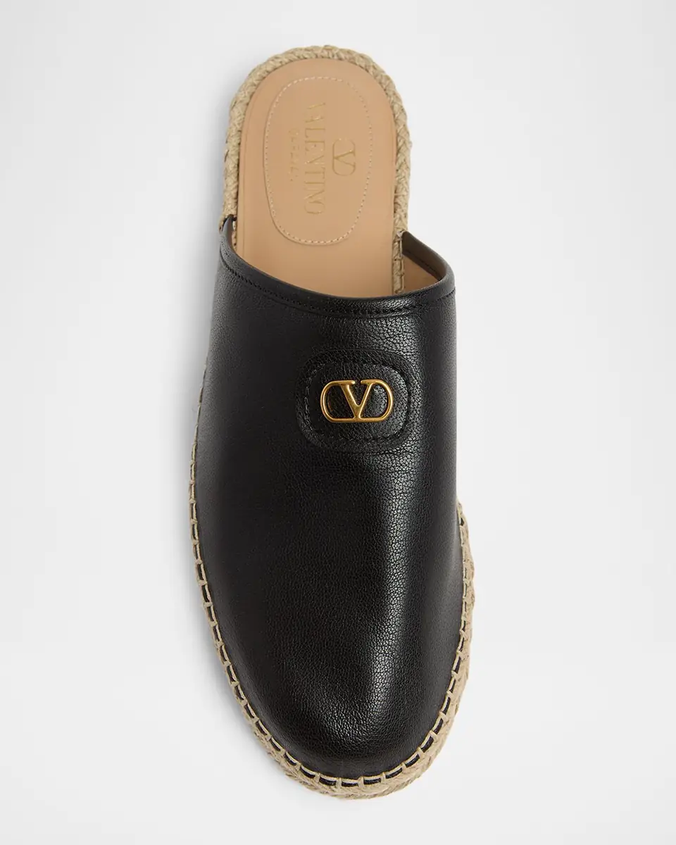 Valentino Garavani Men's Leather Espadrille Mule Slides | Thumbnail 9 Valentino Garavani Men's Leather Espadrille Mule Slides | Thumbnail 9