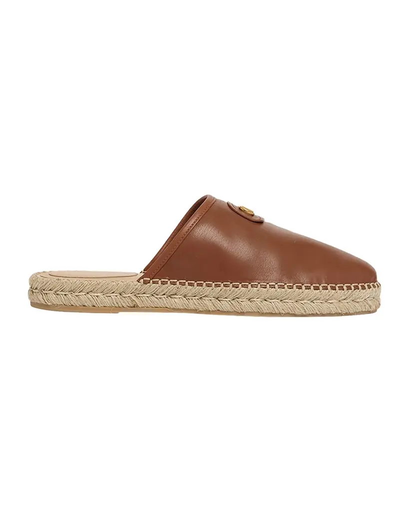 Men's Leather Espadrille Mule Slides Men's Leather Espadrille Mule Slides