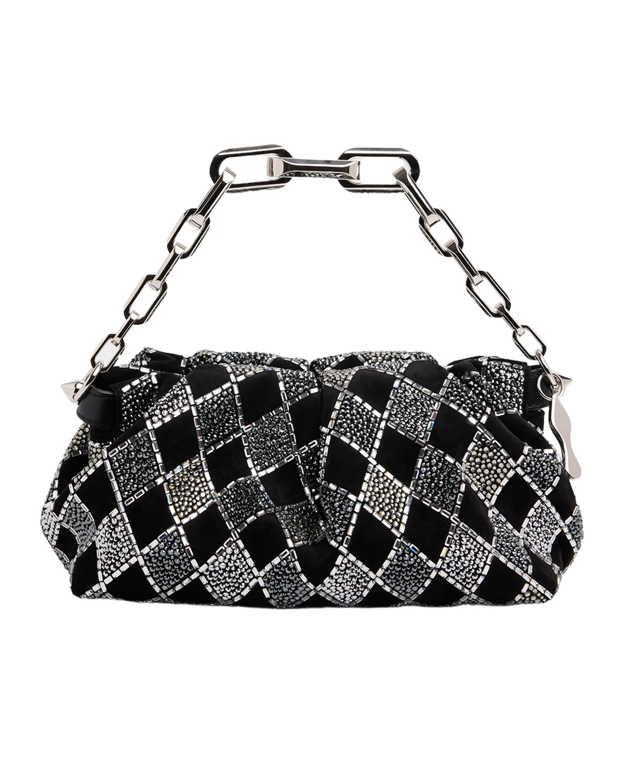 Eva Small Pleated Strass Shoulder Bag in Veau Velours Eva Small Pleated Strass Shoulder Bag in Veau Velours