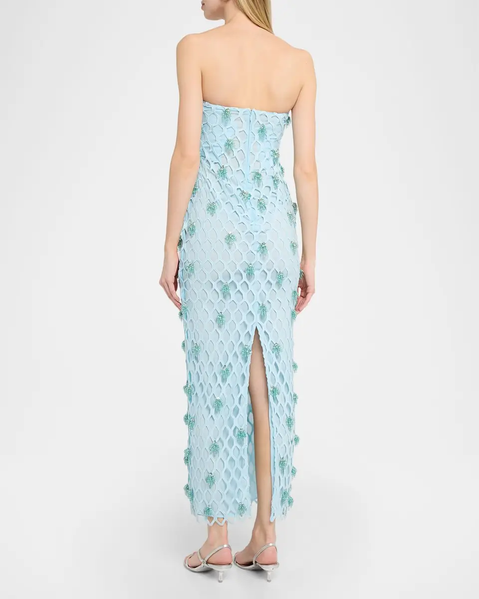 SIMKHAI Iridessa Strapless Beaded Column Gown | Thumbnail 3 SIMKHAI Iridessa Strapless Beaded Column Gown | Thumbnail 3