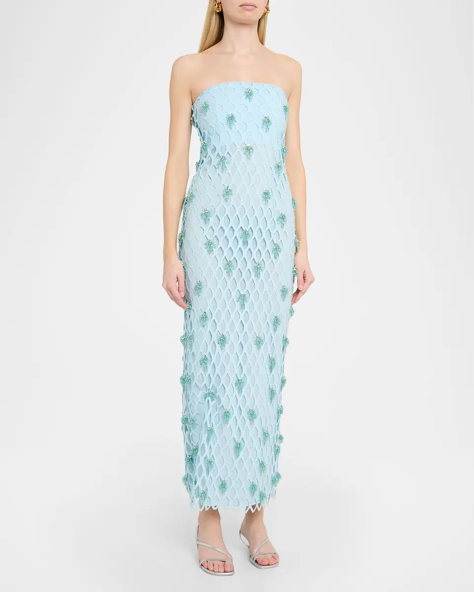 SIMKHAI Iridessa Strapless Beaded Column Gown | Thumbnail 5 SIMKHAI Iridessa Strapless Beaded Column Gown | Thumbnail 5