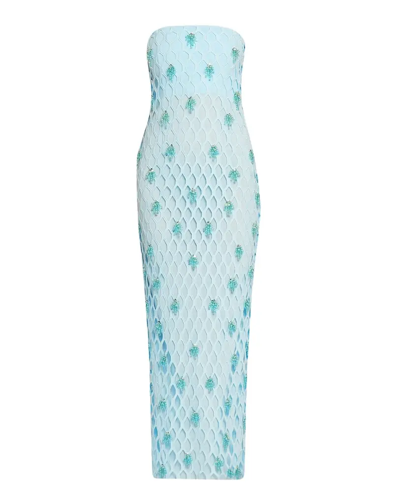 SIMKHAI Iridessa Strapless Beaded Column Gown | Image 1 SIMKHAI Iridessa Strapless Beaded Column Gown | Image 1