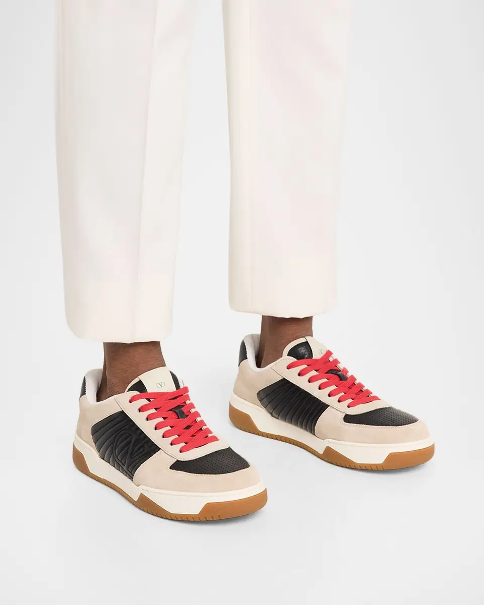 Valentino Garavani Men's Sparry Split Leather and Napa Low-Top Sneakers | Thumbnail 5 Valentino Garavani Men's Sparry Split Leather and Napa Low-Top Sneakers | Thumbnail 5