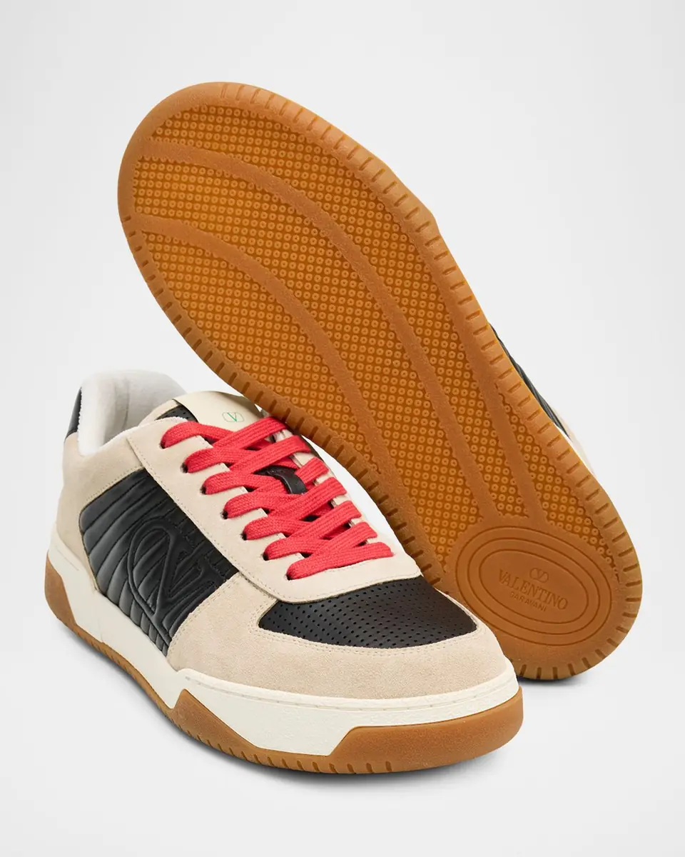 Valentino Garavani Men's Sparry Split Leather and Napa Low-Top Sneakers | Thumbnail 10 Valentino Garavani Men's Sparry Split Leather and Napa Low-Top Sneakers | Thumbnail 10