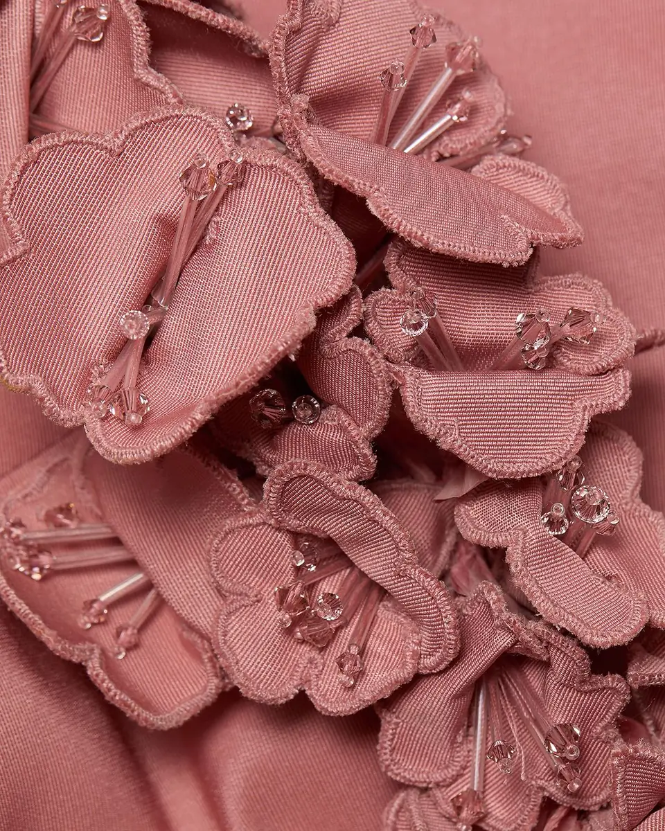 Oscar de la Renta Strapless Flower Applique Faille Midi Cocktail Dress | Thumbnail 5