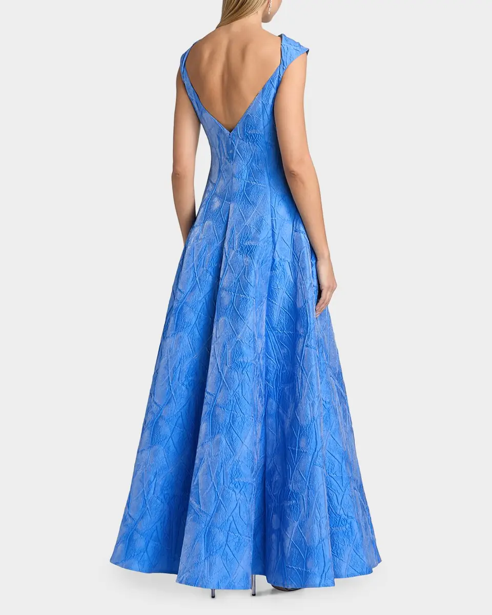 Talbot Runhof Textured Faille Jacquard High-Neck Gown | Thumbnail 3 Talbot Runhof Textured Faille Jacquard High-Neck Gown | Thumbnail 3