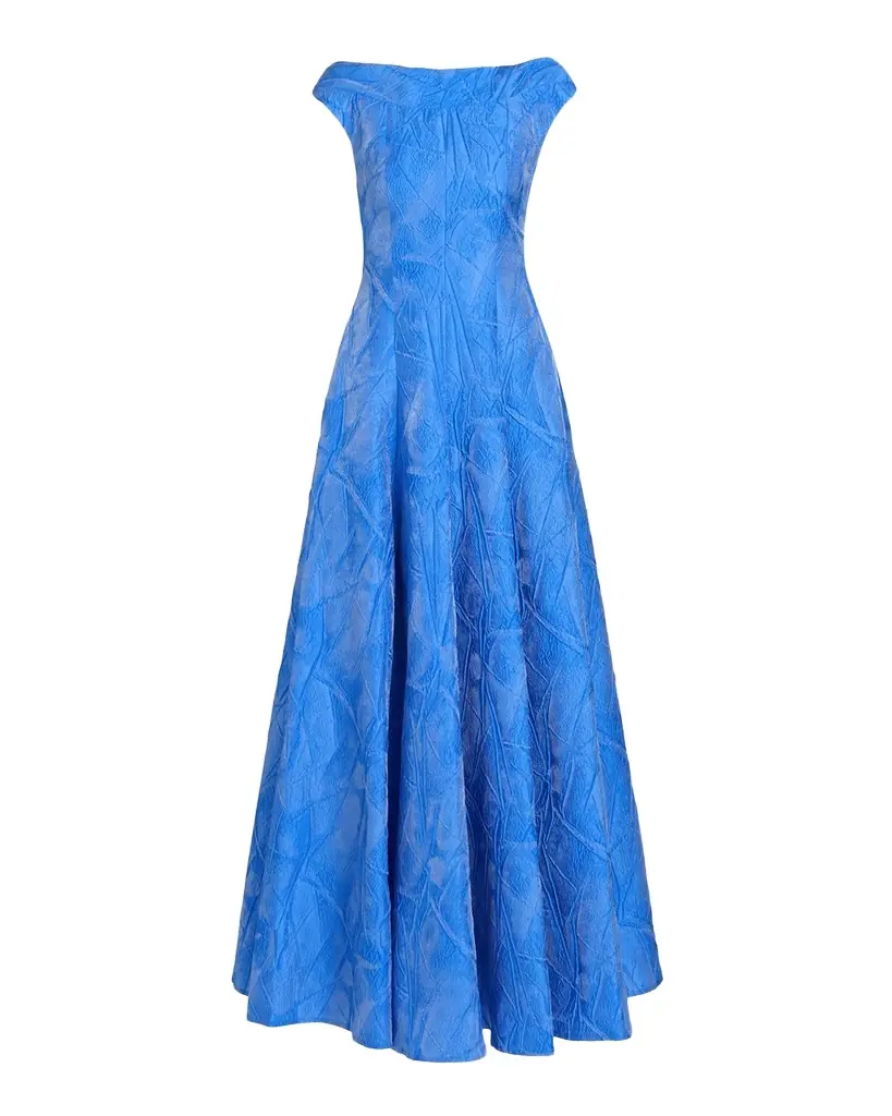 Talbot Runhof Textured Faille Jacquard High-Neck Gown | Image 1 Talbot Runhof Textured Faille Jacquard High-Neck Gown | Image 1