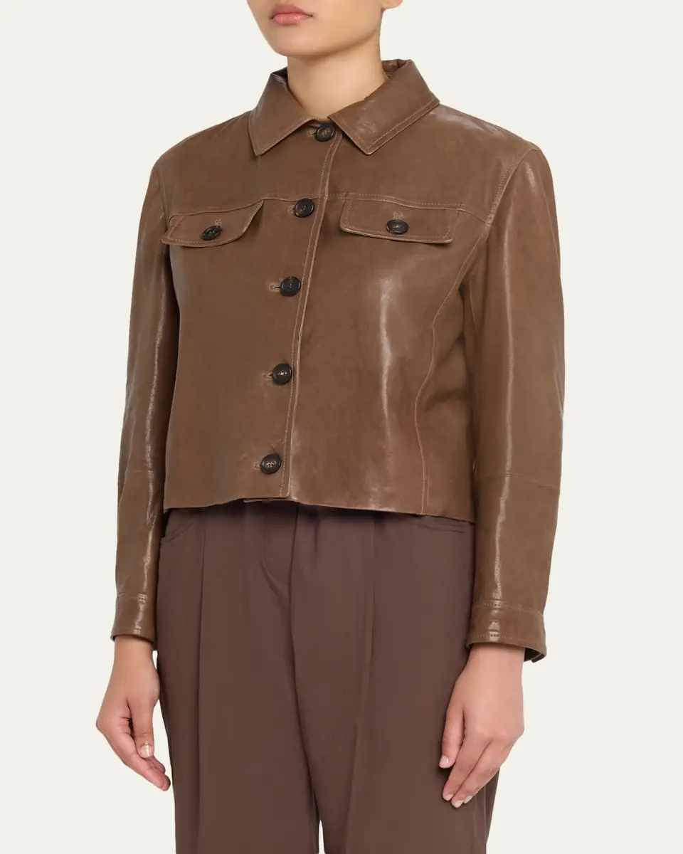 Brunello Cucinelli Button-Down Leather Jacket | Thumbnail 4 Brunello Cucinelli Button-Down Leather Jacket | Thumbnail 4