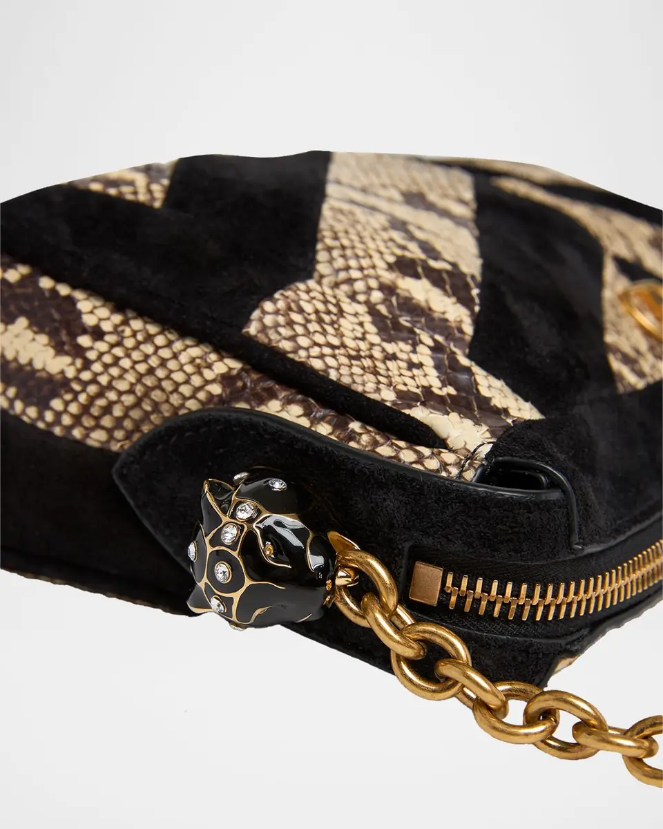 Valentino Garavani Small Patchwork Suede & Python Shoulder Bag | Thumbnail 2 Valentino Garavani Small Patchwork Suede & Python Shoulder Bag | Thumbnail 2