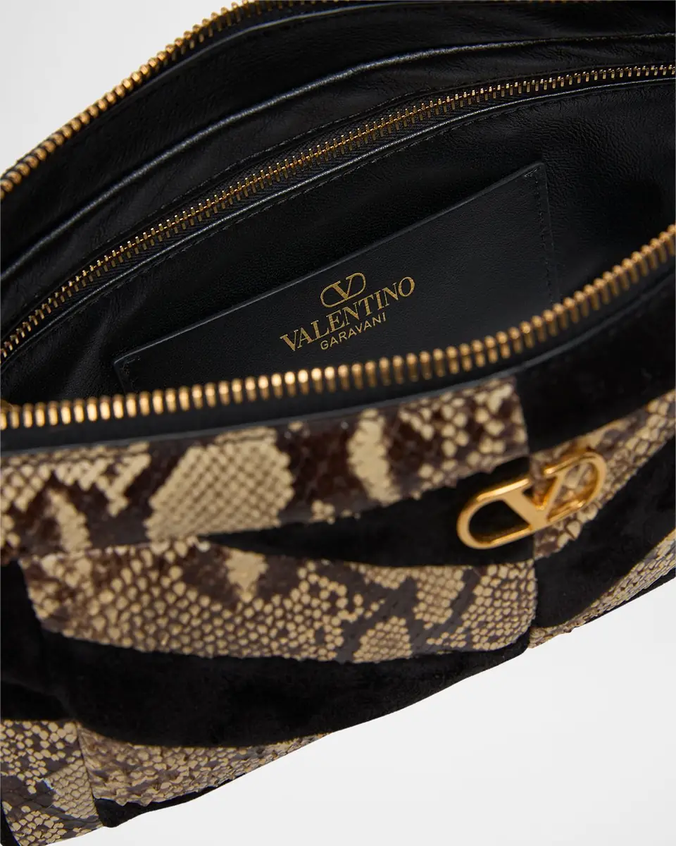 Valentino Garavani Small Patchwork Suede & Python Shoulder Bag | Thumbnail 5 Valentino Garavani Small Patchwork Suede & Python Shoulder Bag | Thumbnail 5