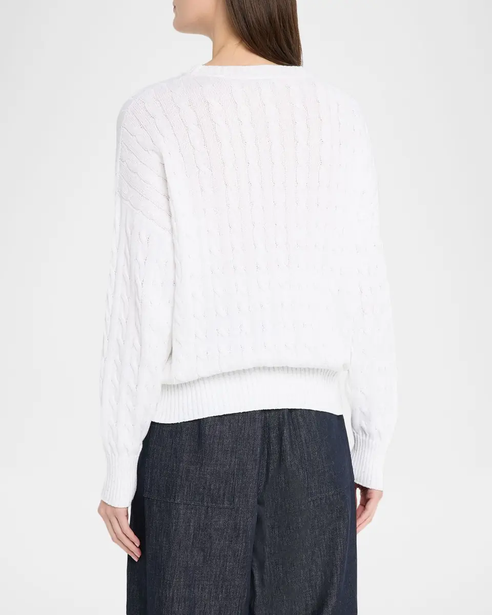 Brunello Cucinelli Cotton Paillette Cable-Knit Crewneck Sweater | Thumbnail 3 Brunello Cucinelli Cotton Paillette Cable-Knit Crewneck Sweater | Thumbnail 3