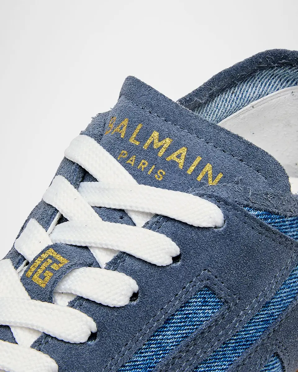 Balmain Racer 45 Denim and Suede Low-Top Sneakers | Thumbnail 3 Balmain Racer 45 Denim and Suede Low-Top Sneakers | Thumbnail 3