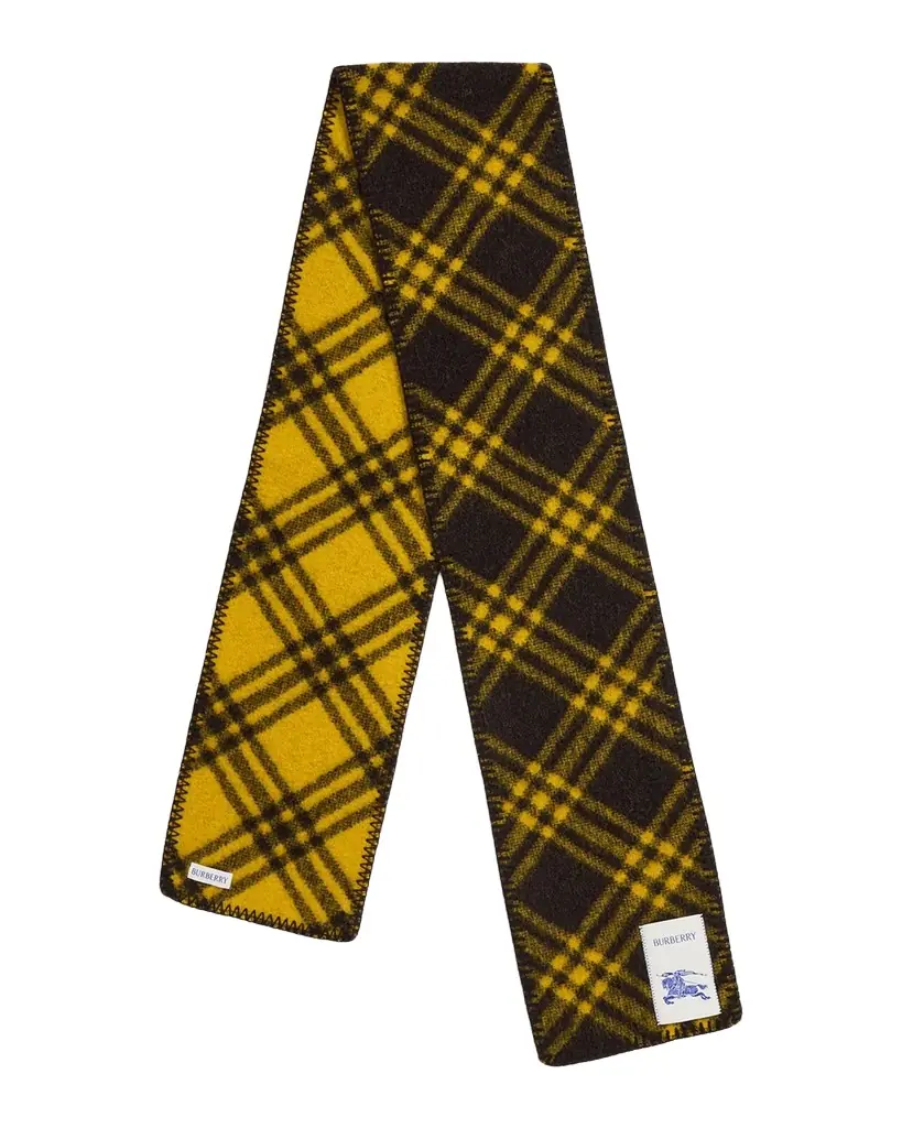 Burberry Men's Narrow Check Wool Scarf | Image 1 Burberry Men's Narrow Check Wool Scarf | Image 1