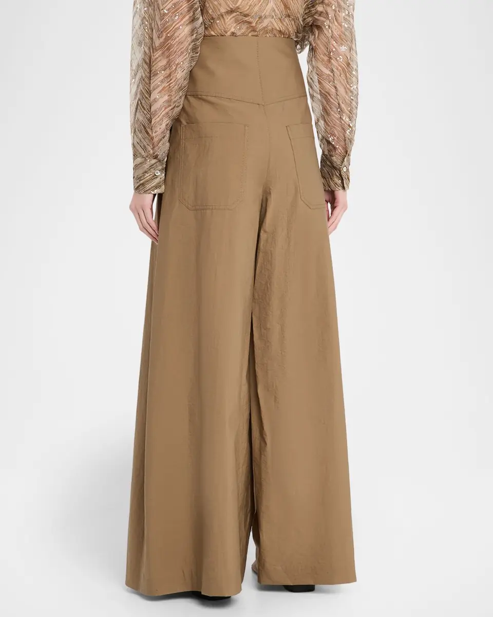Brunello Cucinelli Techno Cotton Poplin Maxi Wide-Leg Trousers | Thumbnail 3 Brunello Cucinelli Techno Cotton Poplin Maxi Wide-Leg Trousers | Thumbnail 3