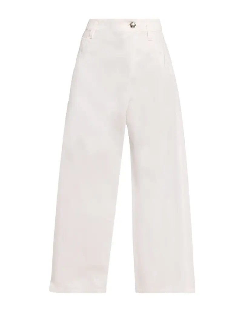 Brunello Cucinelli Cotton Paper Twill Wide-Leg Pants | Image 1 Brunello Cucinelli Cotton Paper Twill Wide-Leg Pants | Image 1